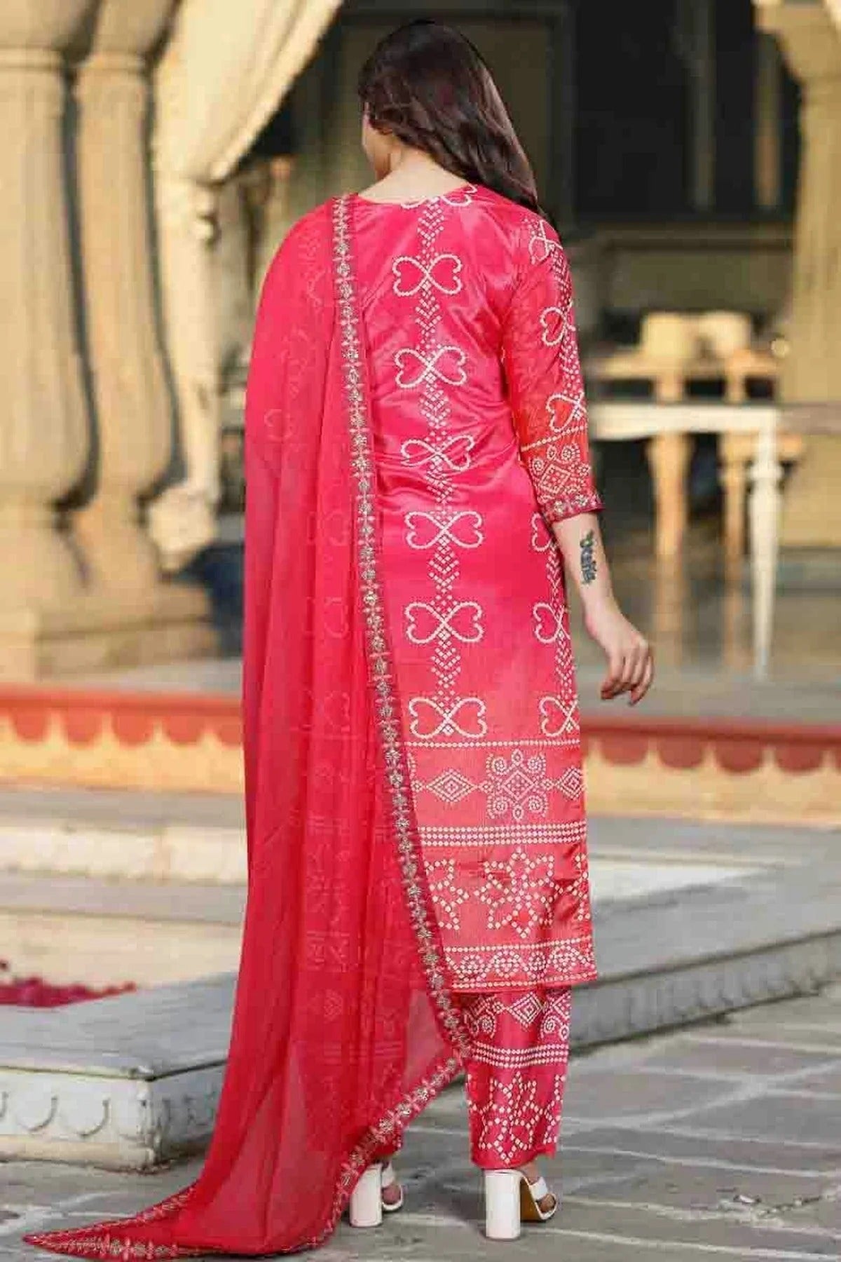 Pink Colour Chinon Silk Stitched Suit SS1113322 A