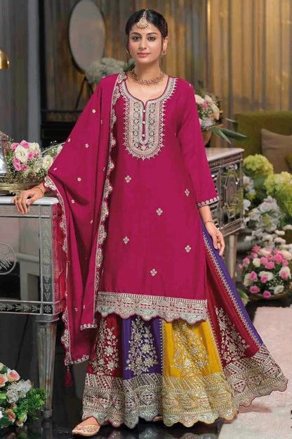 Pink Colour Chinon Stitched Lehenga Suit SS1140932