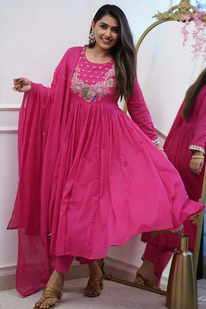 Pink Colour Chinon Stitched Suit SS1112232 A