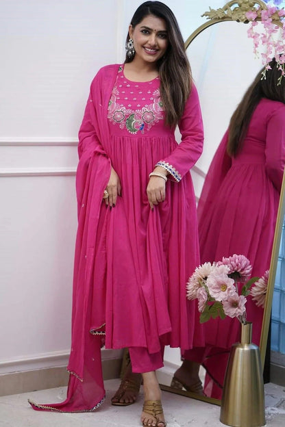 Pink Colour Chinon Stitched Suit SS1112232