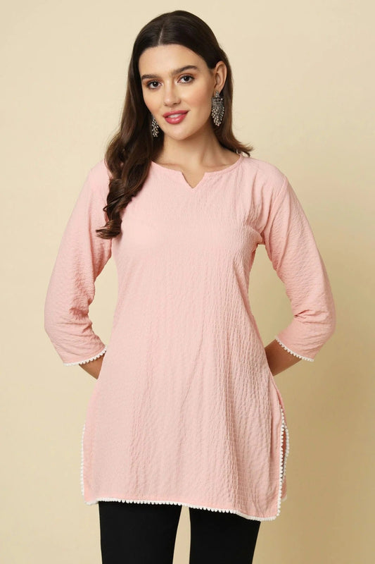Pink Colour Cotton Crush Solid Work Readymade Top TP1110734