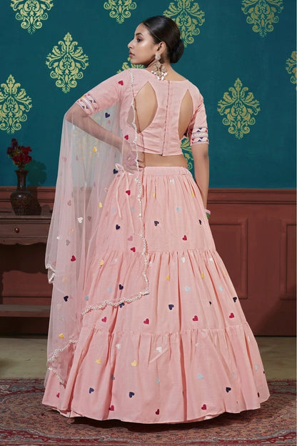 Pink Colour Cotton Embroidery Lehenga Choli LC1150072 A