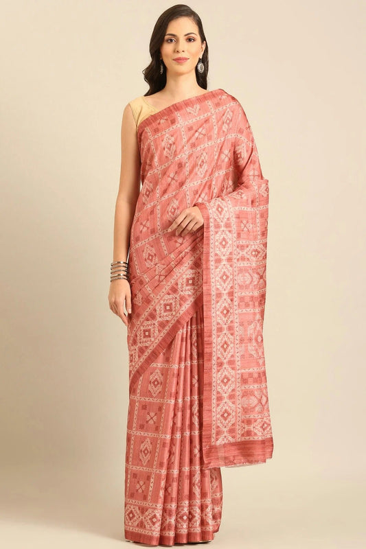 Pink Colour Cotton Katha Handloom Silk Saree SD1102477