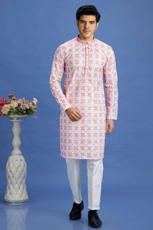 Pink Colour Cotton Pintex Work Kurta Pajama KP1230149
