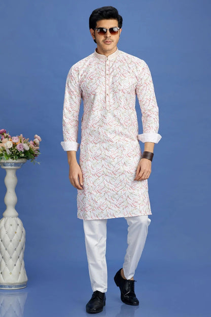 Pink Colour Cotton Pintex Work Kurta Pajama KP1230156 A
