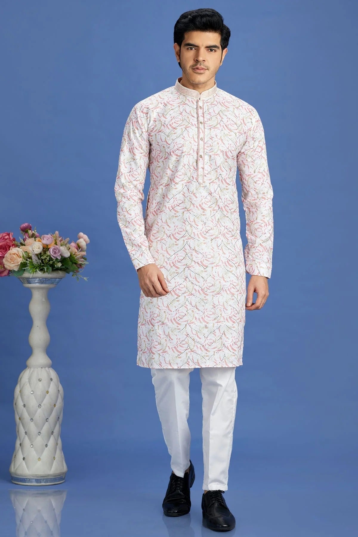 Pink Colour Cotton Pintex Work Kurta Pajama KP1230156