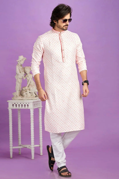 Pink Colour Cotton Pintex Work Kurta Pajama KP1230183 A