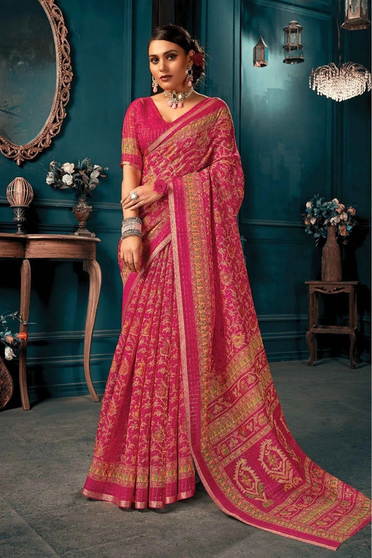Pink Colour Cotton Printed Saree SD1100917