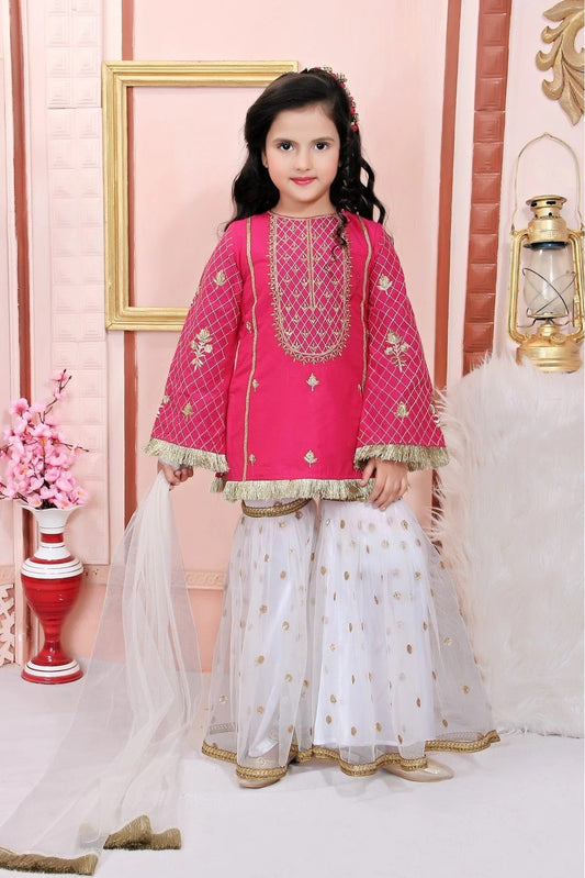 Pink Colour Cotton Silk Embroidery Sharara Suit GW1070028
