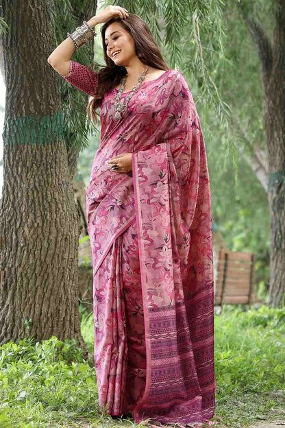 Pink Colour Cotton Silk Traditional Saree SD1260090 A