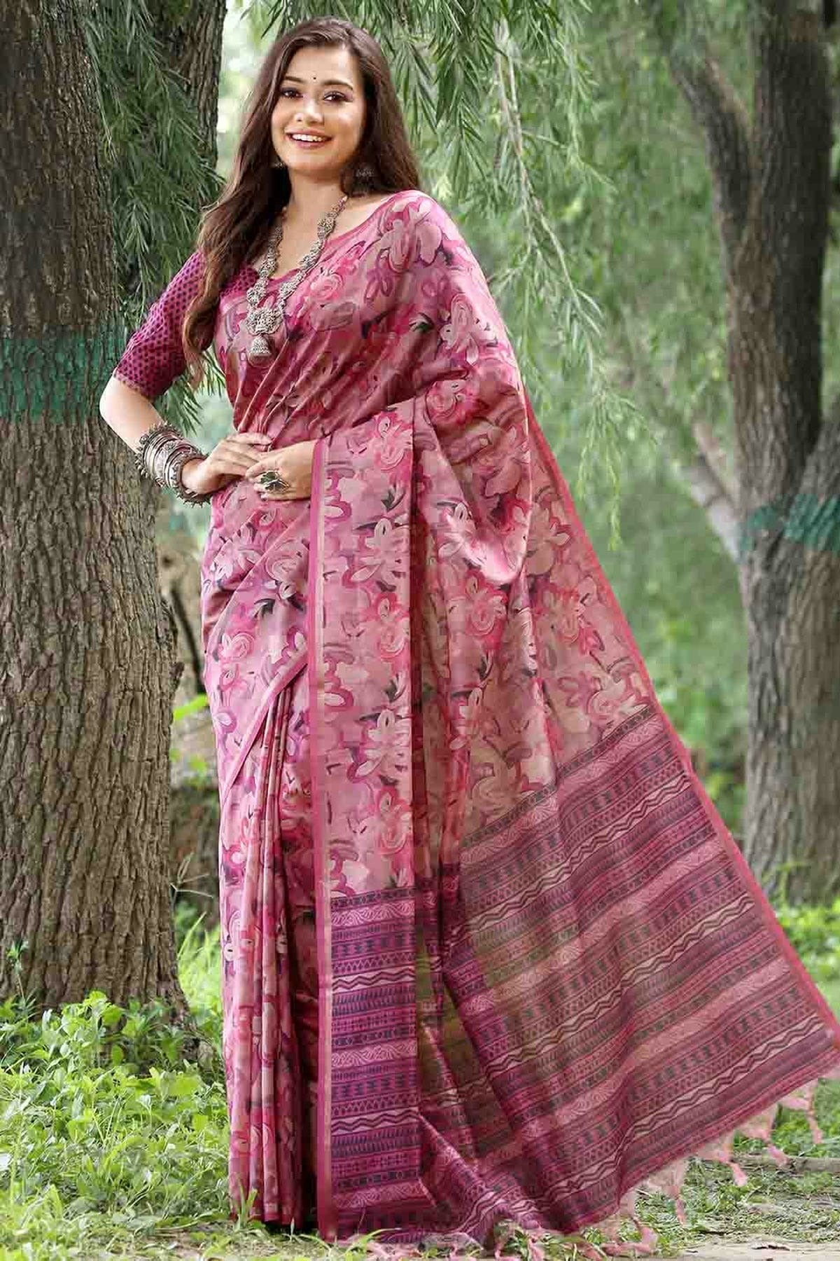 Pink Colour Cotton Silk Traditional Saree SD1260090