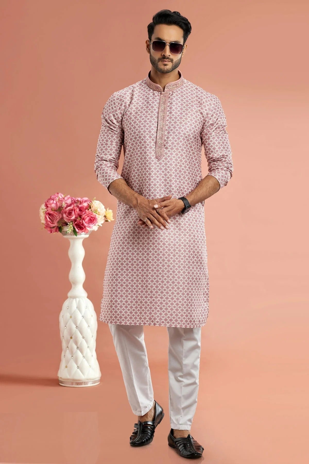 Pink Colour Cotton Thread Work Kurta Pajama KP1230173 A