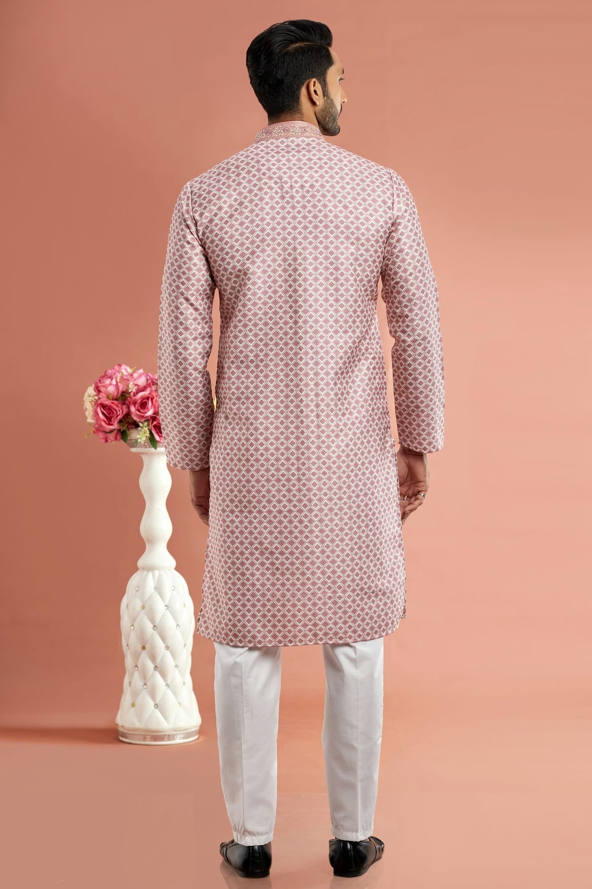 Pink Colour Cotton Thread Work Kurta Pajama KP1230173 B