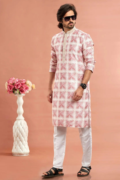 Pink Colour Cotton Thread Work Kurta Pajama KP1230175 A