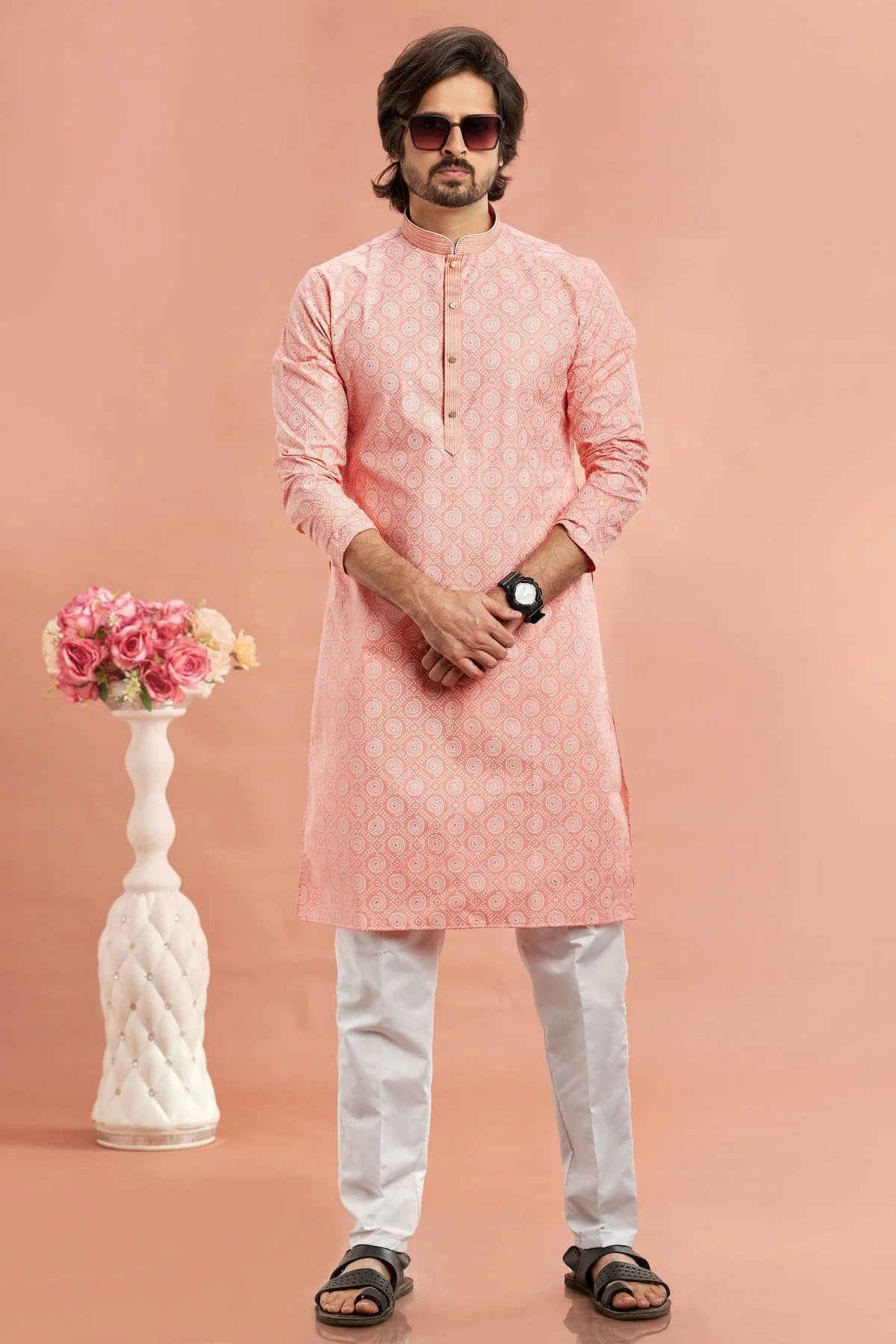 Pink Colour Cotton Thread Work Kurta Pajama KP1230181 A