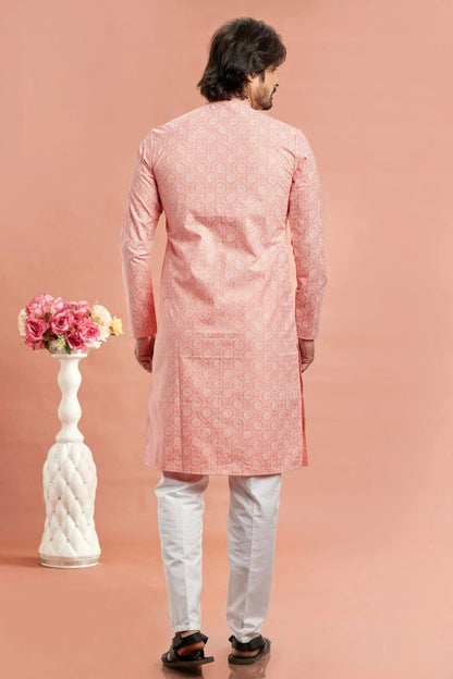Pink Colour Cotton Thread Work Kurta Pajama KP1230181 B