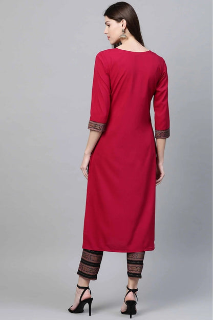 Pink Colour Crepe Foil Print Kurta With Pant KR1060143 B