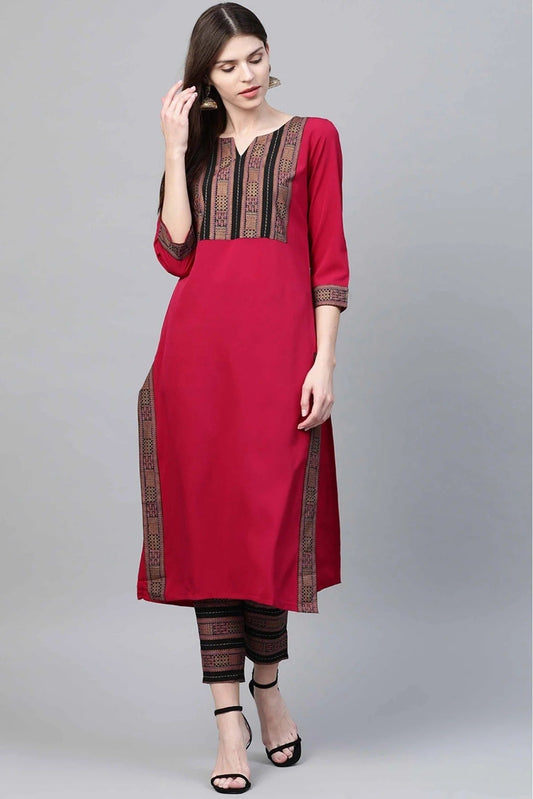Pink Colour Crepe Foil Print Kurta With Pant KR1060143
