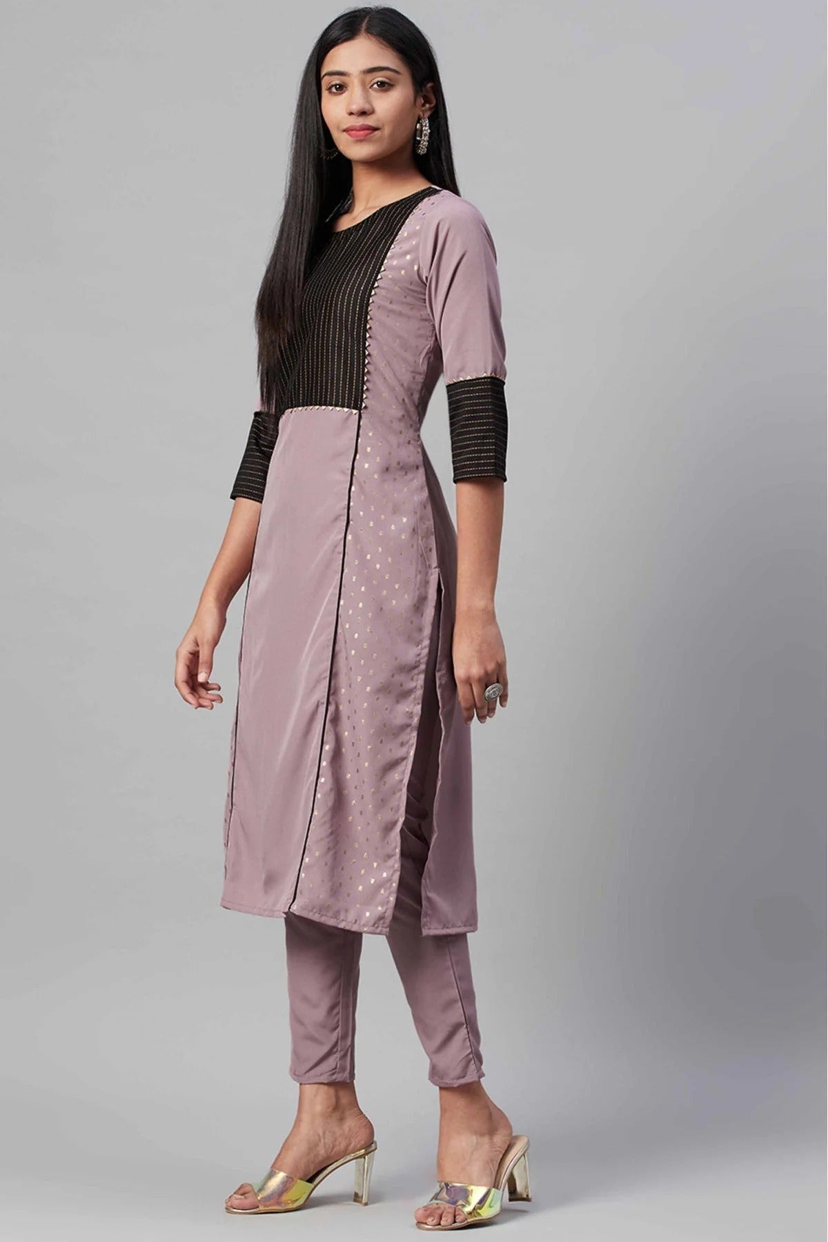 Pink Colour Crepe Foil Print Kurti KR1060239 A