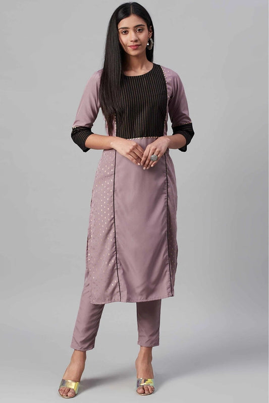 Pink Colour Crepe Foil Print Kurti KR1060239