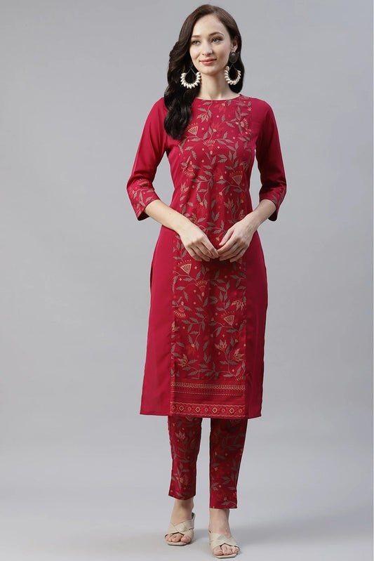 Pink Colour Crepe Foil Print Kurti KR1060243