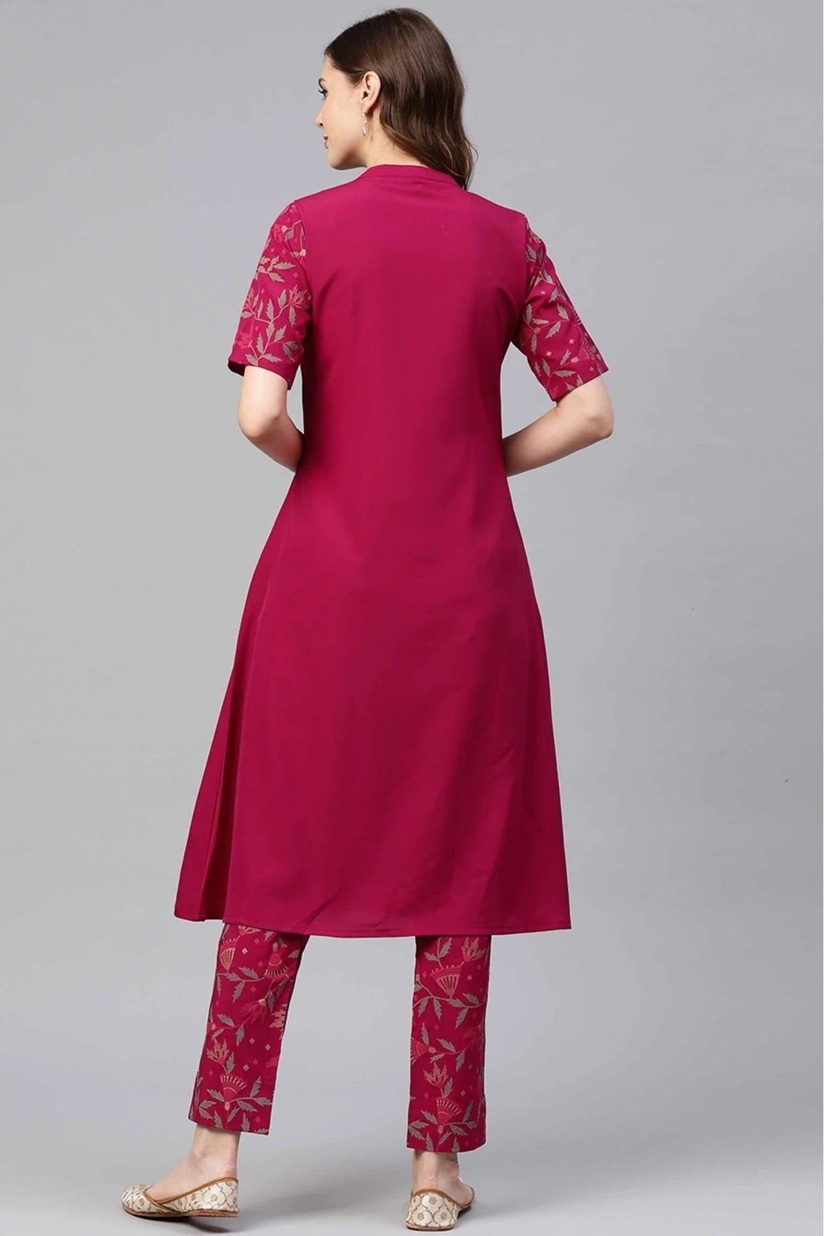 Pink Colour Crepe Foil Print Kurti KR1060244 B