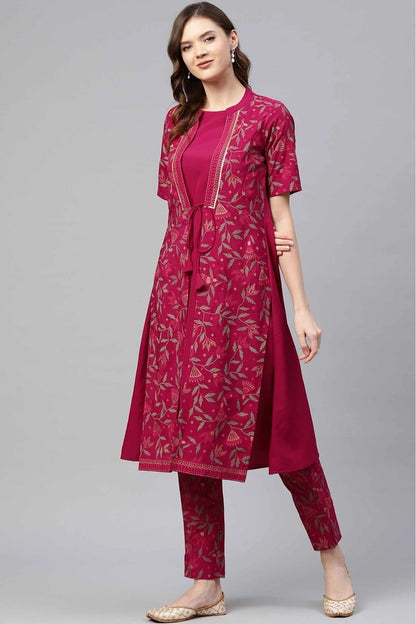 Pink Colour Crepe Foil Print Kurti KR1060244
