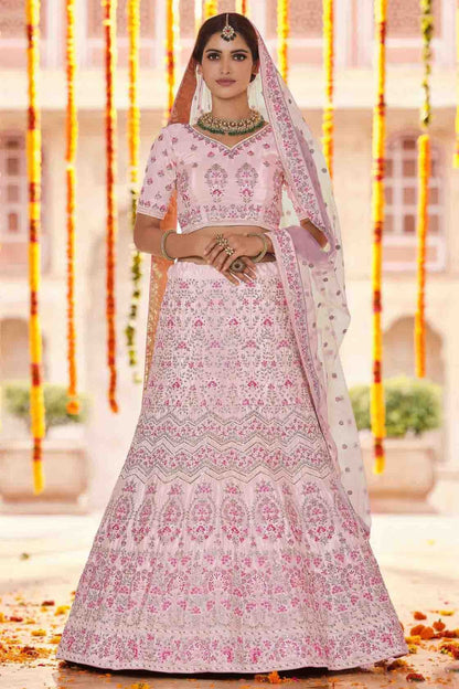 Pink Colour Crepe Sequins Work Lehenga Choli LC1080161