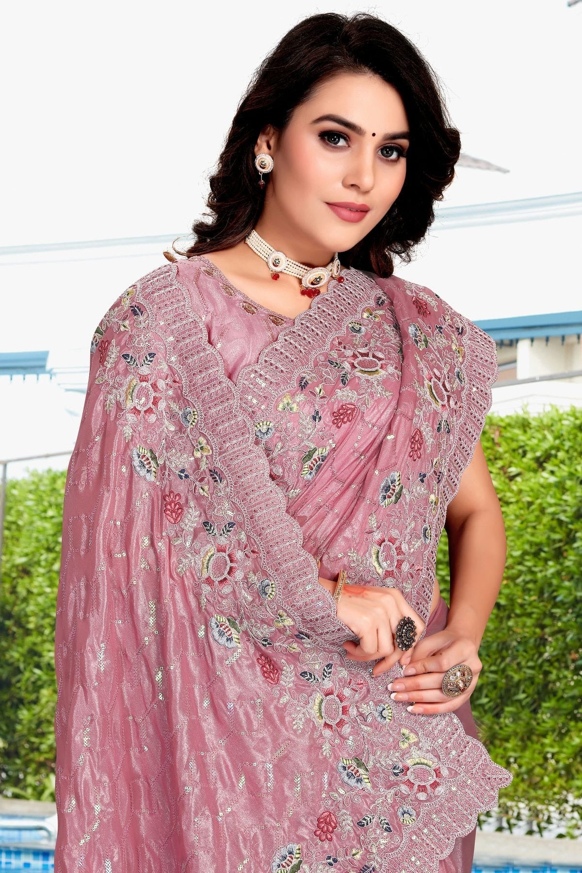Pink Colour Crepe Silk Designer Saree LC1121333 A