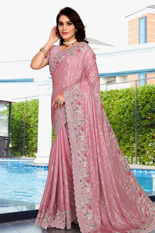 Pink Colour Crepe Silk Designer Saree LC1121333