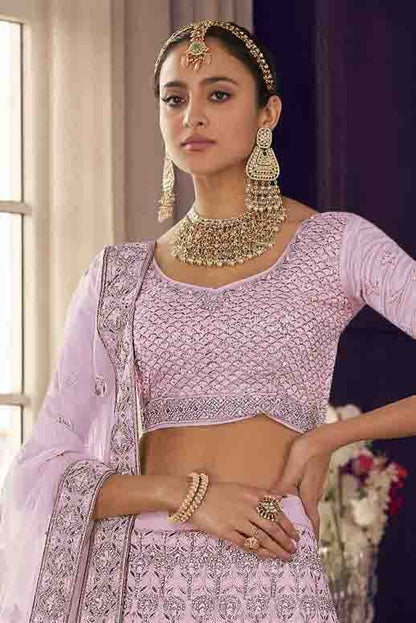 Pink Colour Crepe Thread Work Lehenga Choli LC1080167 A