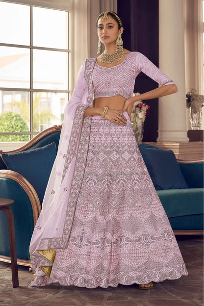 Pink Colour Crepe Thread Work Lehenga Choli LC1080167