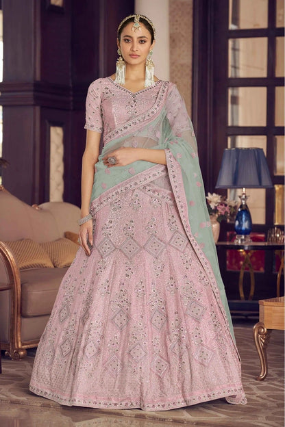 Pink Colour Crepe Thread Work Lehenga Choli LC1080169