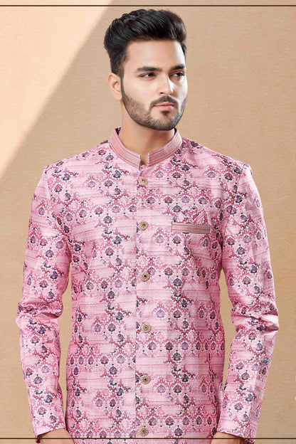 Pink Colour Dhoti Sherwani In Jacquard Fabric SH1040386 A