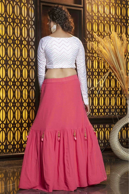 Pink Colour Diamond Georgette Plain Lehenga Choli LC1150035 A