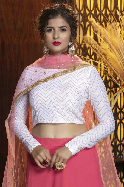 Pink Colour Diamond Georgette Plain Lehenga Choli LC1150035 B