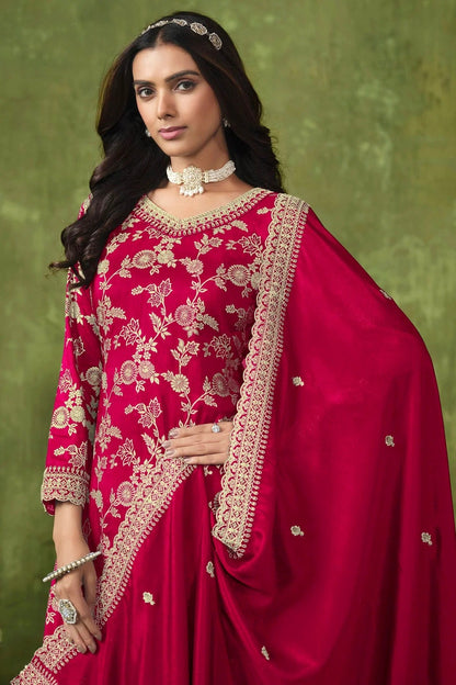 Pink Colour Dola Silk Jacquard Palazzo Pant Suit SM1050579 A