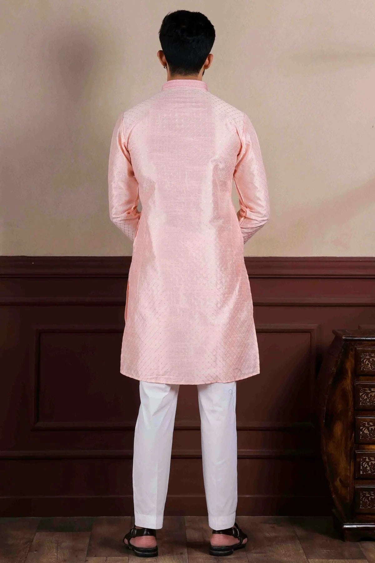 Pink Colour Embroidery Art Silk Kurta Pajama KP1113410 A