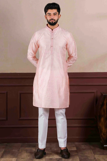 Pink Colour Embroidery Art Silk Kurta Pajama KP1113410