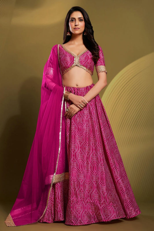 Pink Colour Embroidery Crepe Lehenga Choli LD1080679