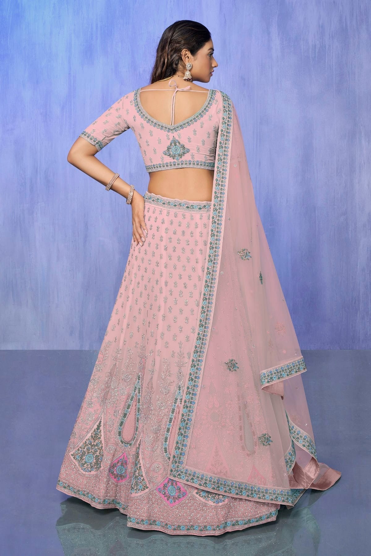 Pink Colour Embroidery Georgette Lehenga Choli LD1080739 A