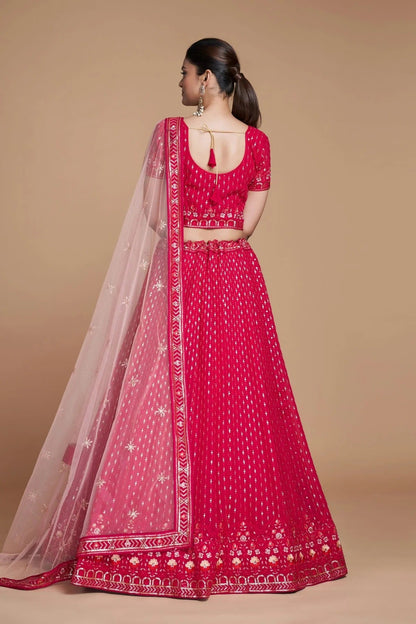 Pink Colour Embroidery Georgette Lehenga Choli LD1080840 A