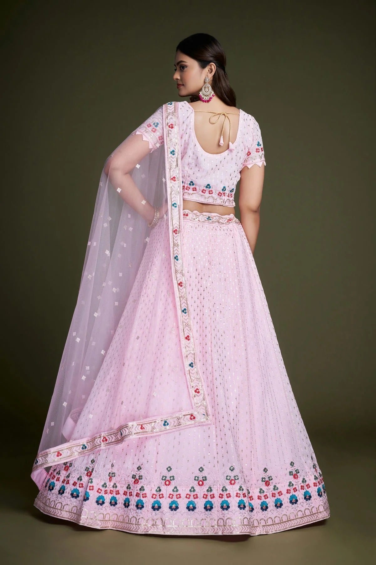 Pink Colour Embroidery Georgette Lehenga Choli LD1080842 A