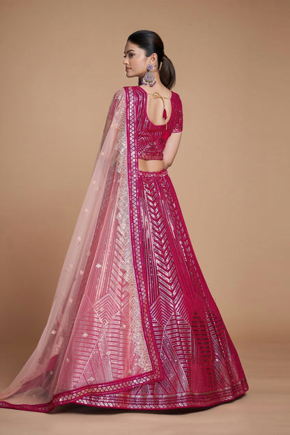 Pink Colour Embroidery Georgette Lehenga Choli LD1080846 A