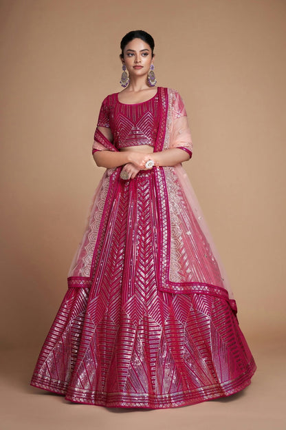 Pink Colour Embroidery Georgette Lehenga Choli LD1080846