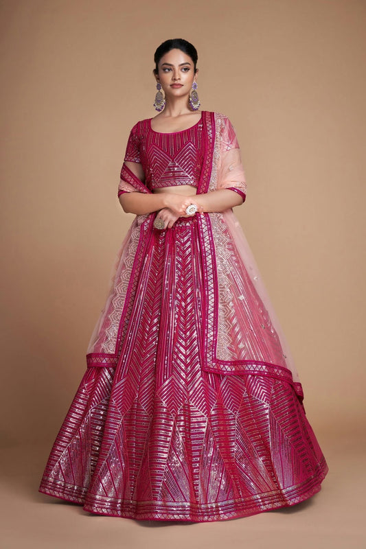 Pink Colour Embroidery Georgette Lehenga Choli LD1080846