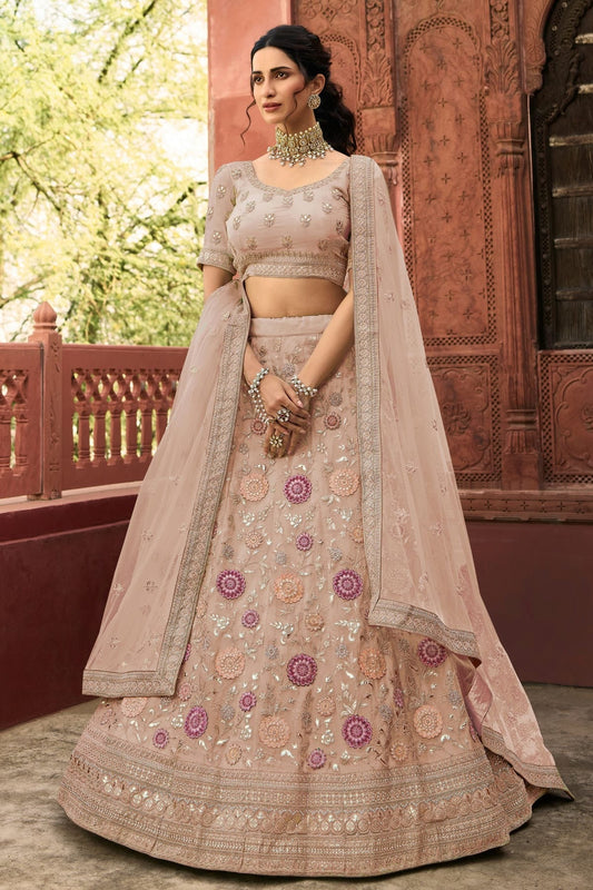 Pink Colour Embroidery Organza Lehenga Choli LD1080805