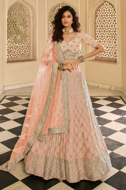 Pink Colour Embroidery Organza Lehenga Choli LD1080822