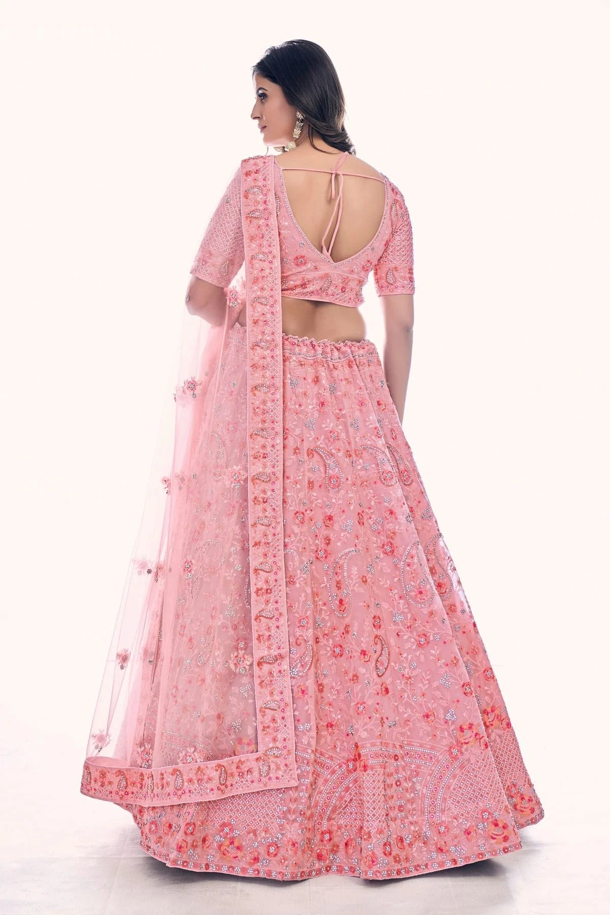 Pink Colour Embroidery Soft Net Lehenga Choli LD1080756 A