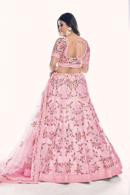 Pink Colour Embroidery Soft Net Lehenga Choli LD1080758 A